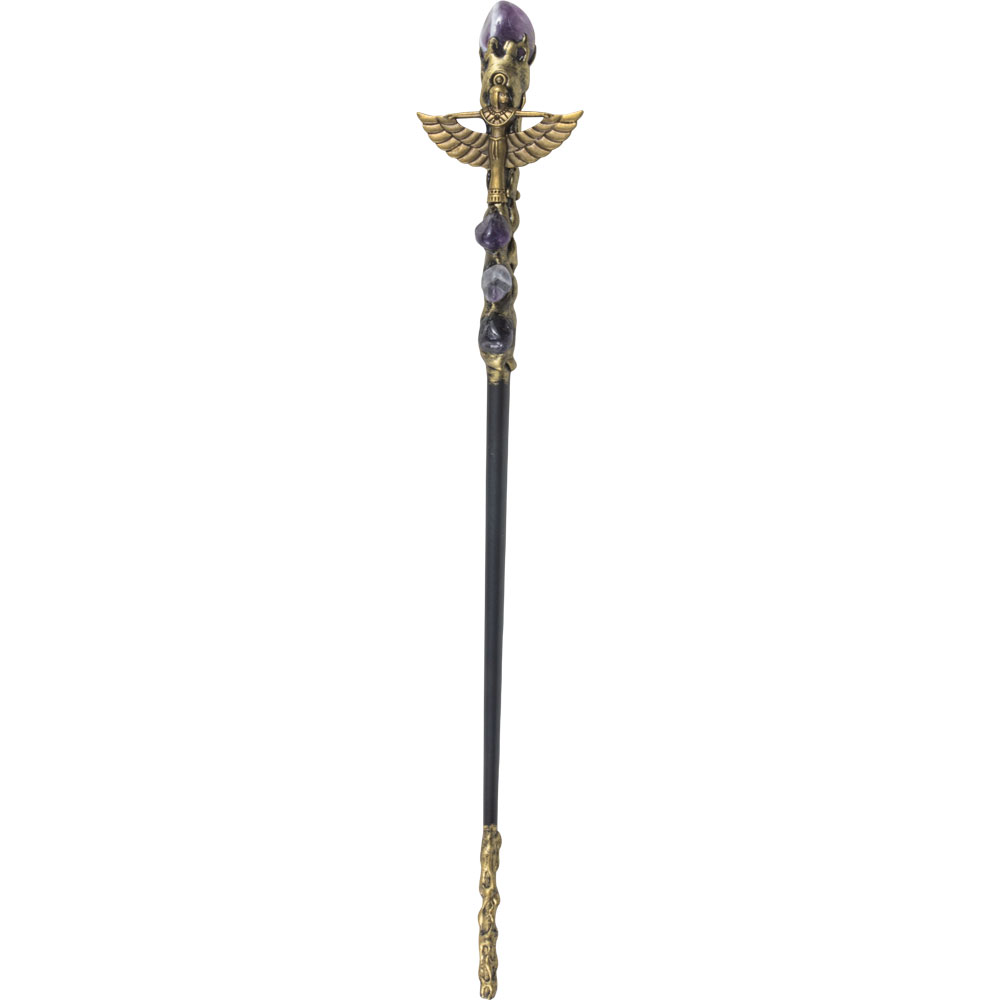 Magick Wand - Amethyst w/ GOLD Isis (Each)