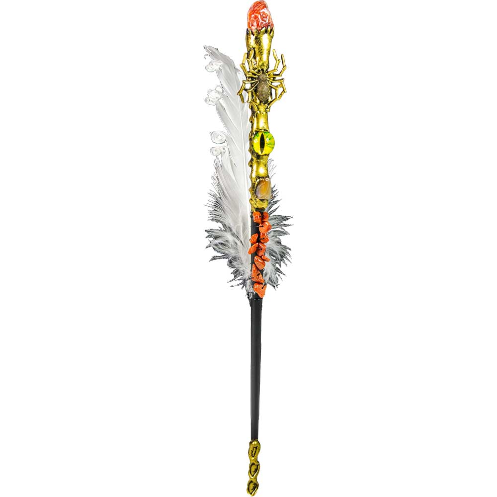 Magic Wand - GOLD Stone & Banded Agate Yellow Dragon Eye & Spider (Each)