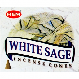 Hem Incense Cones in Display Box 10 cones White Sage  (pk 12)