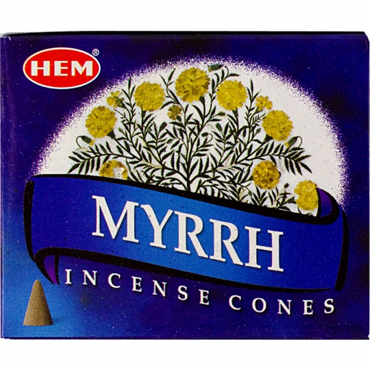Hem Incense Cones in Display Box 10 cones Myrrh (pk 12)