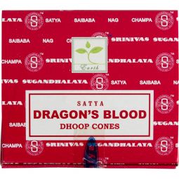 Satya Dragon's Blood Incense Cones Display Box (Pack of 12)