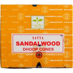 Satya Sandalwood Incense Cones Display Box (Pack of 12)