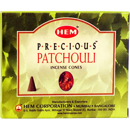 Hem Incense Cones in Display Box 10 cones Precious Patchouli  (pack of 12)