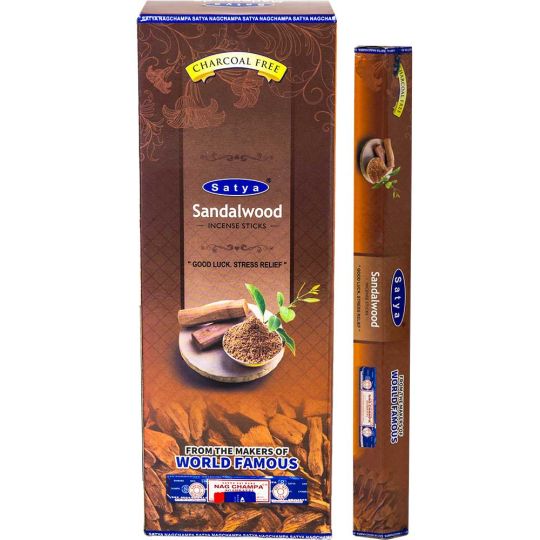Satya Hexagonal Pack Incense - Sandalwood (Pack of 6)
