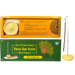 Green Tree Tibetan Rope Incense w/ Holder - Sacred Ayurveda (Pack of 10)