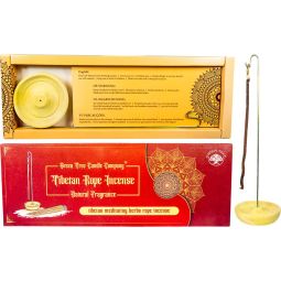 Green Tree Tibetan Rope Incense w/ Holder - Meditating Herbs (Pack of 10)