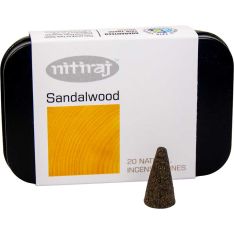 Nitiraj Platinum Natural Cones Box of 20 - Sandalwood (Pack of 3)