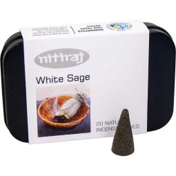 Nitiraj Platinum Natural Cones Box of 20 - White Sage (Pack of 3)