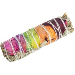 Smudge Stick Mini White Sage w/ Rose Petals - Chakra Bundle (Pack of 6)