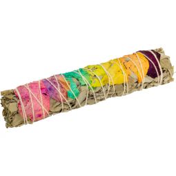 Smudge Stick Large White Sage w/ Rose Petals - Chakra Bundle (Each)