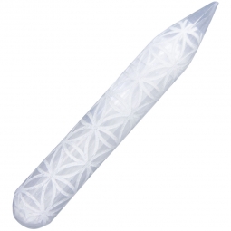 Massage Wand White Selenite w/ Flower of Life (Each)