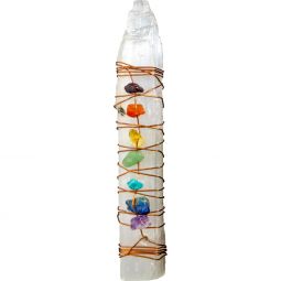 Healing Wand Rough Selenite - Copper Wrapped Chakra Chips (Each)