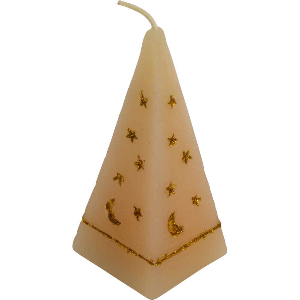 Sacred Symbol CANDLE - Pyramid w/ Moon and Stars Ivory (Each)