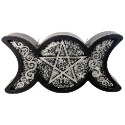 Intention Candle - Triple Moon Pentacle Black & Silver (Each)