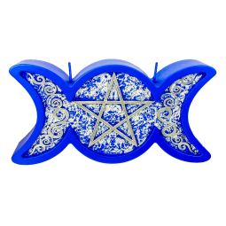 Intention Candle - Triple Moon Pentacle Blue & Silver (Each)