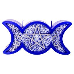 Intention Candle - Triple Moon Pentacle Purple & Silver (Each)