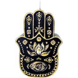 Intention Candle - Fatima Hand Black & Gold (Each)