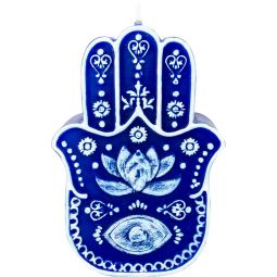 Intention Candle - Fatima Hand Blue & White (Each)
