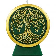 Intention Candle - Tree of Life Green & Gold (Each)