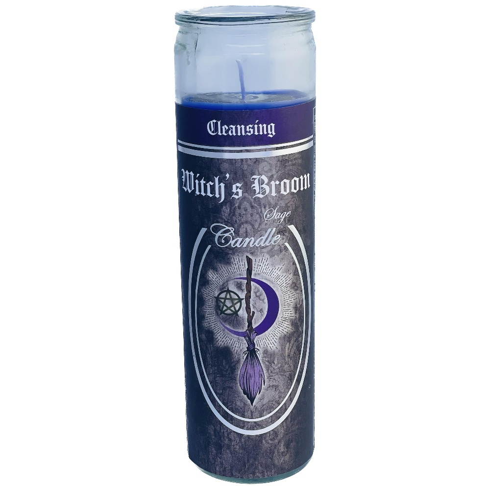 7 Day Glass Ritual CANDLE - Witch's Broom - Sage (Each)