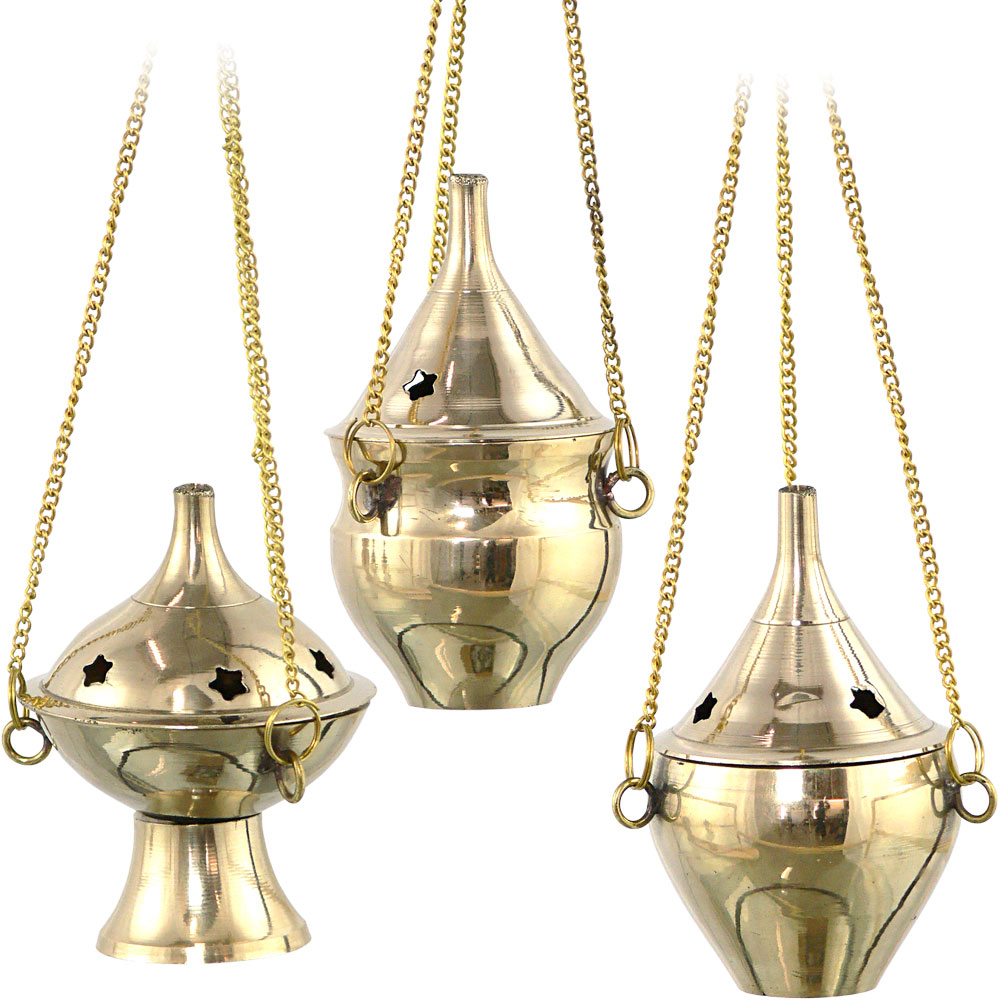 Brass INCENSE BURNERs Hanging (Set of 3)