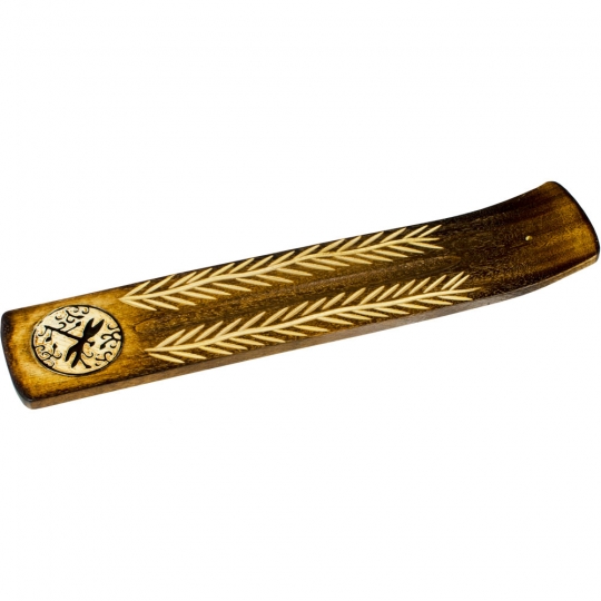 Wide Engraved Wood Incense Holder Dragonfly (each)