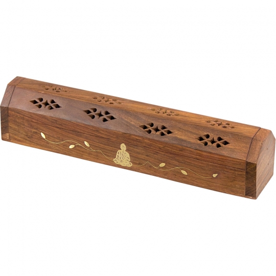 Wood Incense Storage Box Buddha (Each)