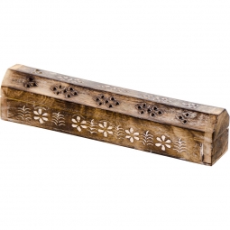Mango Wood Incense Storage Box w/ Astd Burned Effect Design (Each)