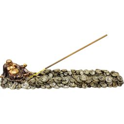 Polyresin Incense Holder - Prosperity Buddha  (Each)