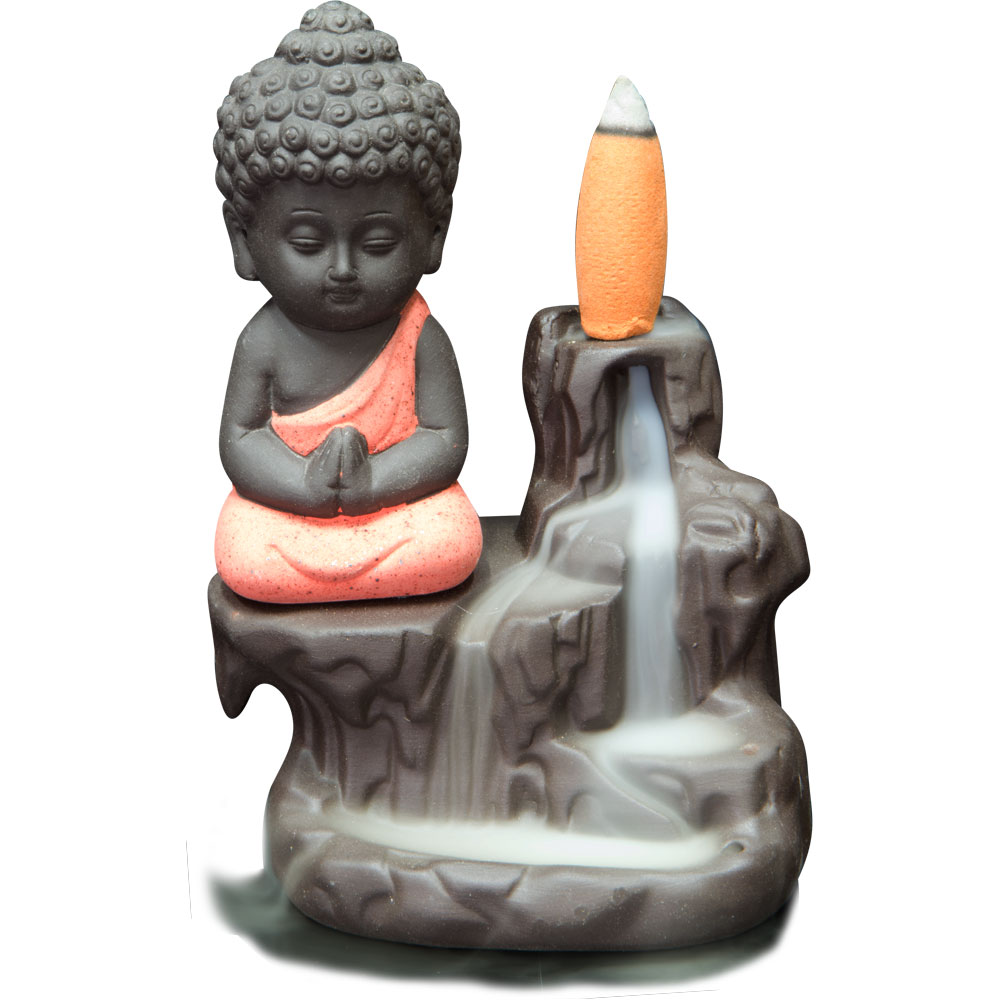 Ceramic Backflow INCENSE BURNER - Waterfall Buddha (Each)