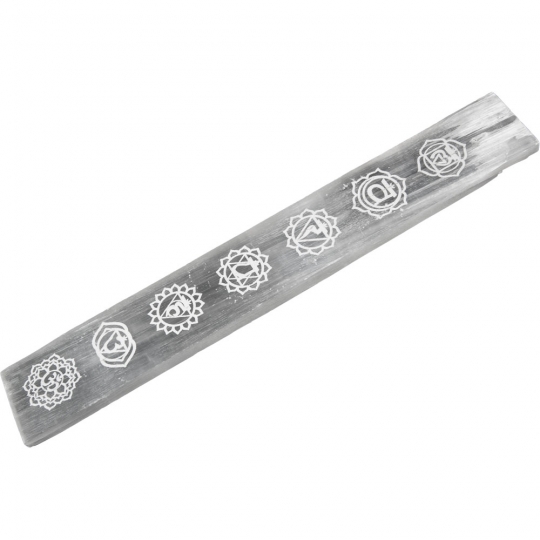 Selenite Incense Holder w/ Chakra Symbols (Each)