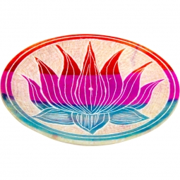 Soapstone Round Incense Holder - Lotus Flower - Natural (Each)
