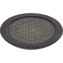 Black Soapstone Incense Holder - Flower of Life (Each)