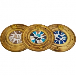 Wood Round Cone Burner Bone Mosaic Asst'd (Each)