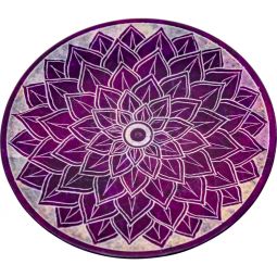 Soapstone Round Incense Holder - Lotus Flower - Purple (Each)