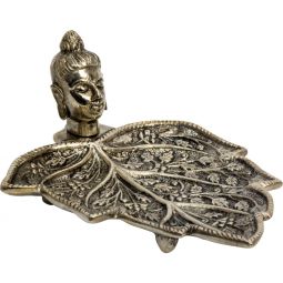 Aluminum Incense Holder - Buddha on Leaf (Each)