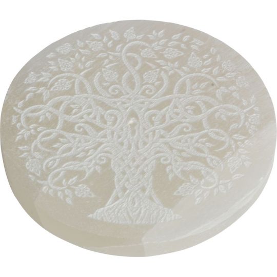 Selenite Round Incense Holder Tree of Life (Each)