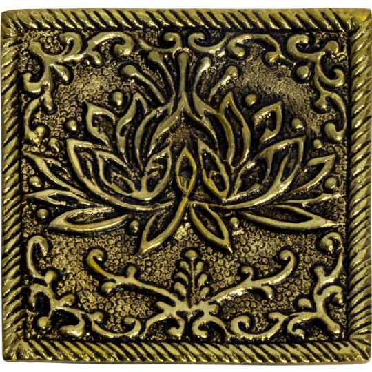 Aluminum Square Incense Holder Gold - Lotus (Each)