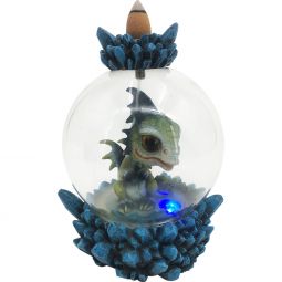 Polyresin Backflow Globe Incense Burner w/ Multi-colored LED - Baby Dragon (Each)
