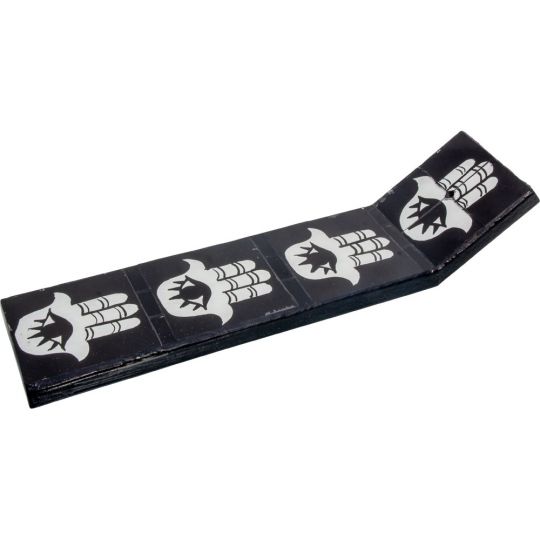 Wood Incense Holder Glass Mosaic 13.5in - Fatima Hand - Black (Each)