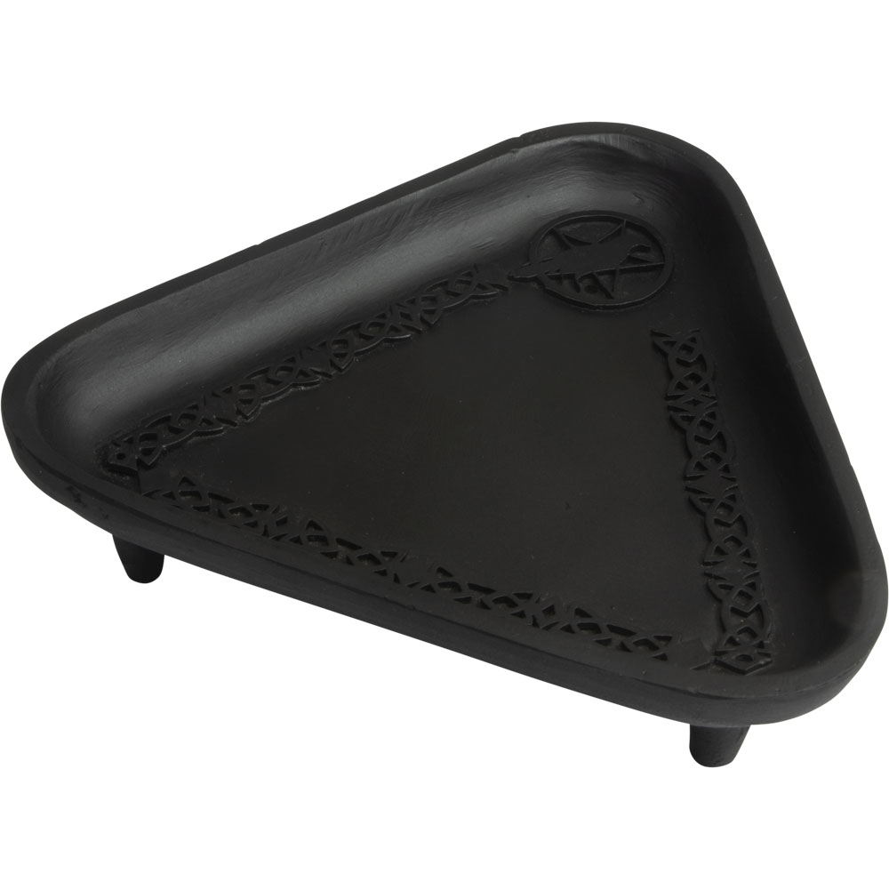CAST IRON Incense Holder Triangle - Pentacle w/ Raven (Each)