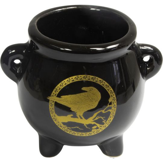 Ceramic Mini Cauldron - Celtic Raven (Each)