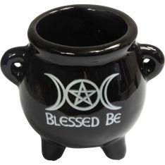 Ceramic Mini Cauldron - Triple Moon w/ Pentacle (Each)