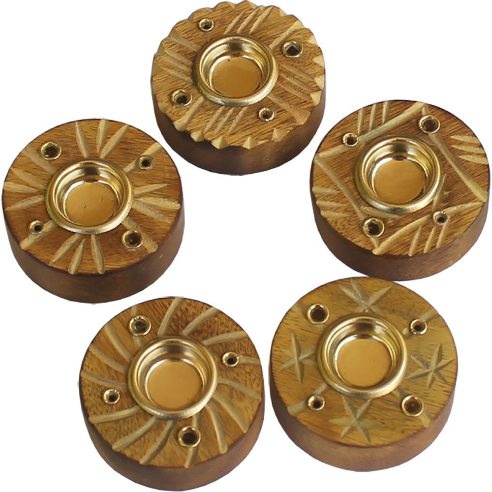 Wood Cone and Incense Holder Asst'd DESIGNS (Pack of 5)