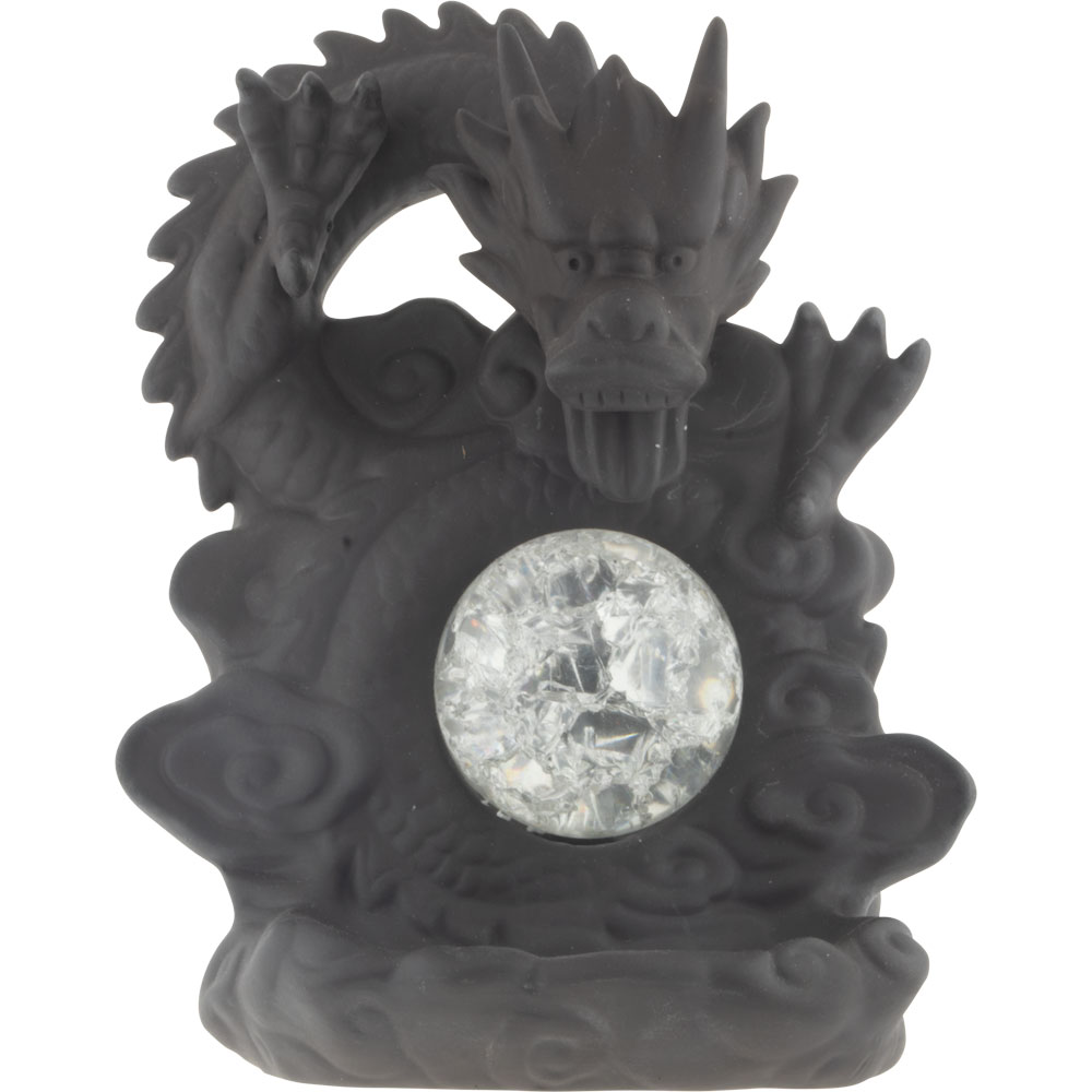 Ceramic Backflow INCENSE BURNER - Dragon w/ Multicolored LED Sphere (Each)