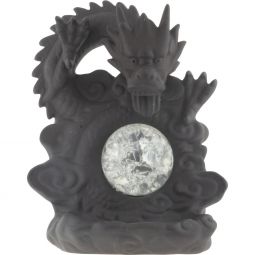 Ceramic Backflow Incense Burner - Dragon w/ Multicolored LED Sphere (Each)