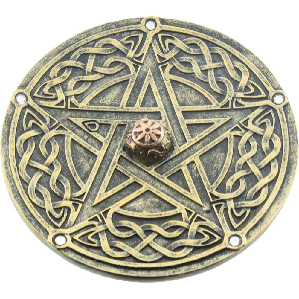 Polyresin Incense Holder - Pentacle GOLD (Each)