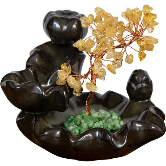 Ceramic Backflow Incense Holder - Citrine Gem Tree (Each)