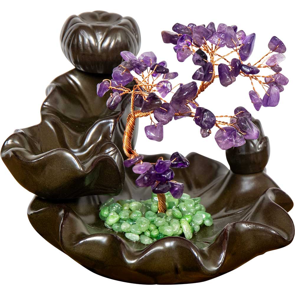 Ceramic Backflow Incense Holder - AMETHYST Gem Tree (Each)