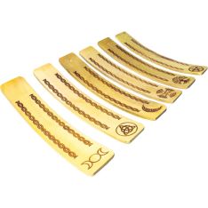 Wood Incense Holder Engraved - Asstd Peagan Design (Set of 6)